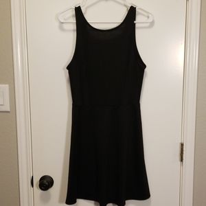 Black low V back dress